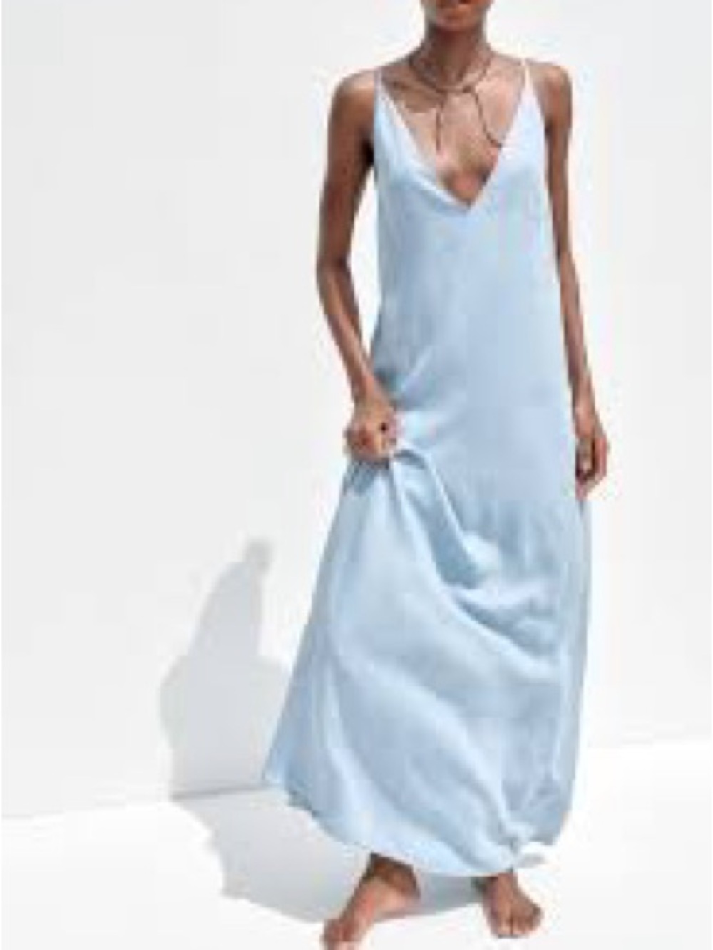 Zara Light Blue Maxi Slip Dress - Women, XL